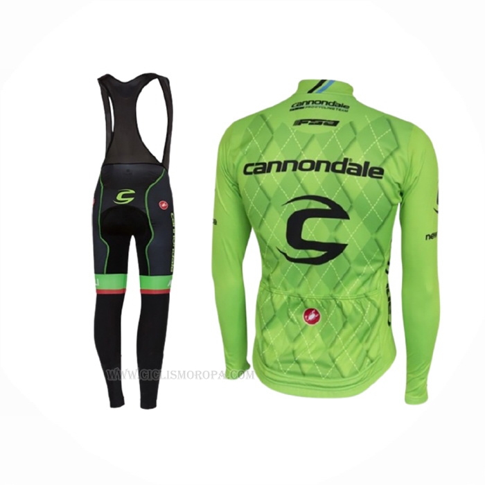 2016 Ropa Ciclismo Cannondale Negro Verde Mangas Largas y Culotte Lunga